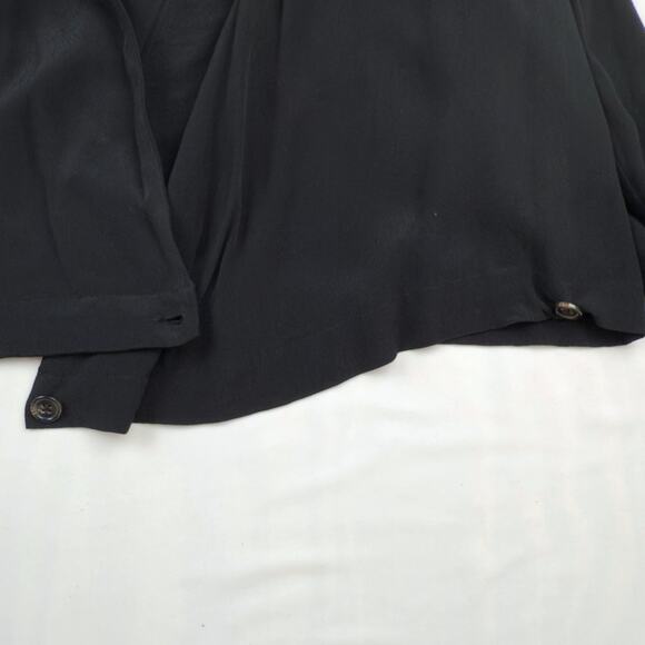Ett twa Anthropologie Sz 8 Black Wrap Black Collared Button Blouse Blazer Shirt - Picture 6 of 9